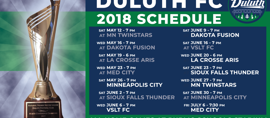 2018 Duluth FC Schedule